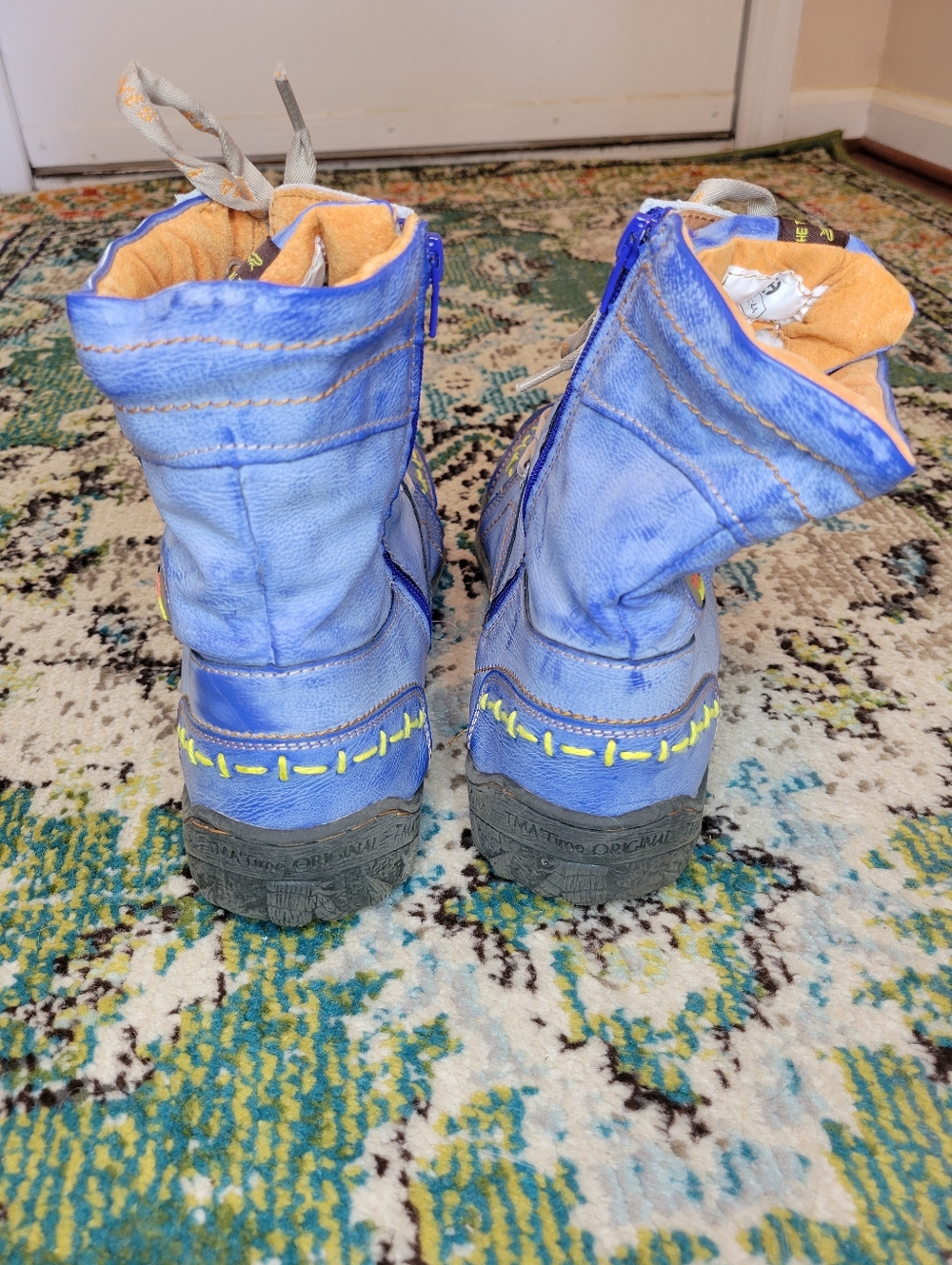 TMA EYES Blue Radiant Rebel Shorties Patchwork Ankle Boots, Size EU 44 US 10 - Picture 5 of 7